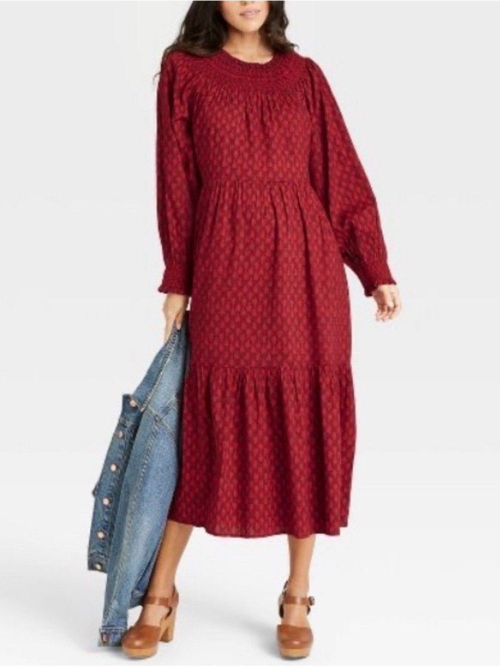 Universal Thread long sleeve red floral prairie dress